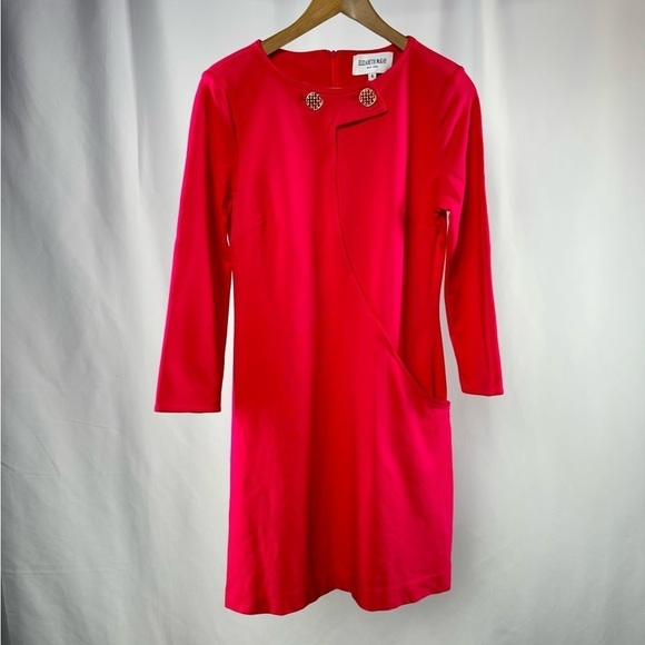 Elizabeth McKay Ponte 3/4‎ Sleeves Sheath Dress with Pockets in Pink Size 6 - Picture 1 of 5